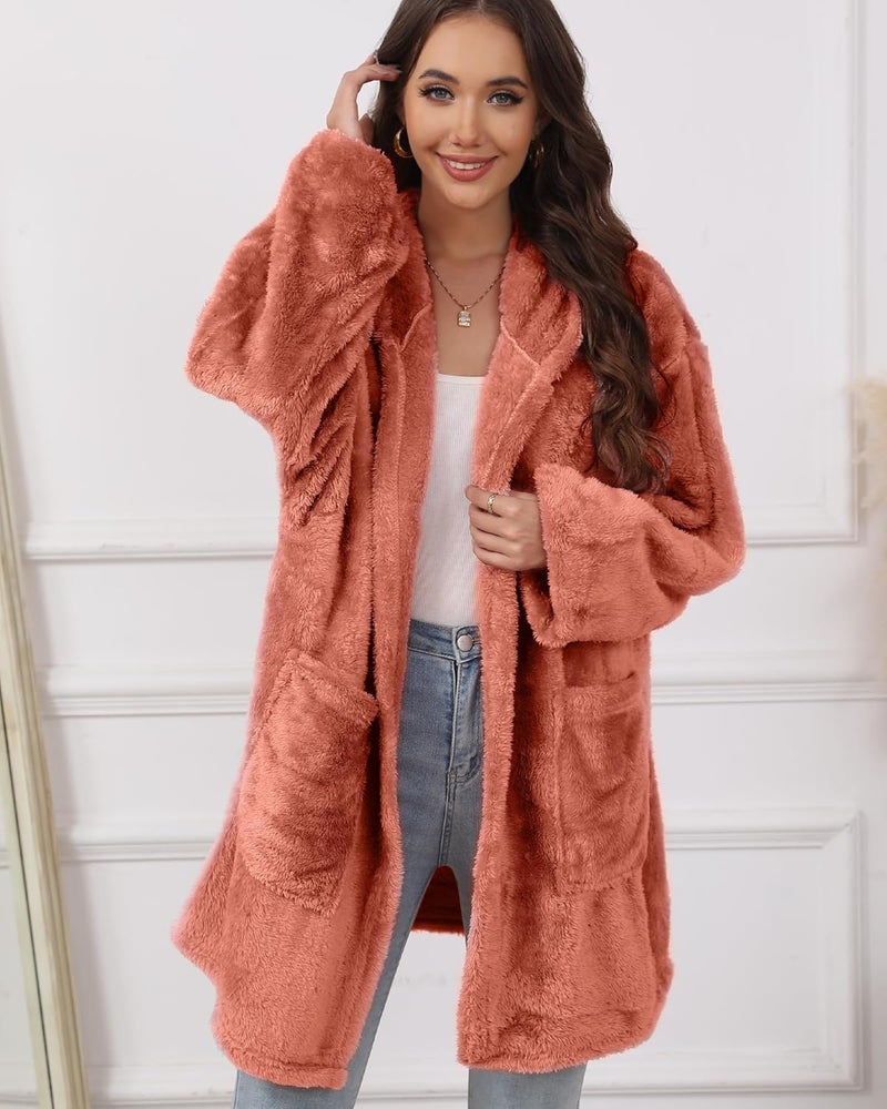 Argstar Hooded Cardigan for Women and Men, Oversized Sweatshirt Fuzzy Fleece Blanket Hoodie Jacket - One Size Fits All - Image 4